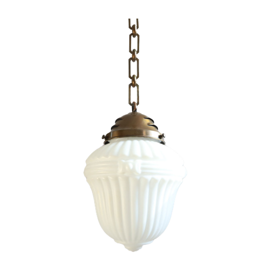 Prachtige Antiek/vintage Art Deco Lamp Opaline Glas, Jaren '20/'30 1