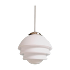 Art Deco Hanglamp In Witte Opaline, Jaren 1920-30 thumbnail 1