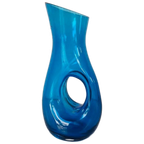 Mid Century Glazen Vaas Blauw. thumbnail 1