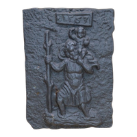 Heilige Christoffel Met Kindje Jezus Op De Schouder Haardplaat