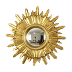 Gouden Sunburst Spiegel Zonnespiegel Hout Convex Heksenspiegel Sixties thumbnail 1
