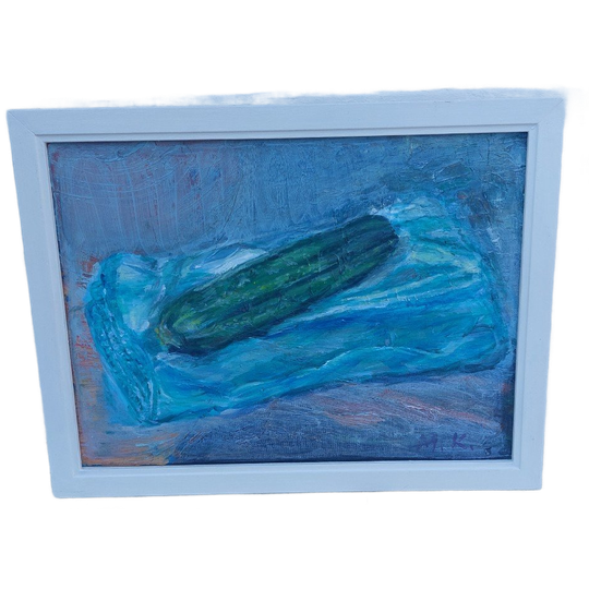 Origineel Acrylschilderij Op Canvas Met Ophangsysteem.blauw, Groen Schilderij 1
