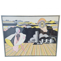 Vintage Schilderij M Van Kol Modern Ingelijst Pentekening ‘5