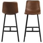 Sallinge Barkruk - Set Van 2 - Cognac Met Zwart Metalen Frame thumbnail 1