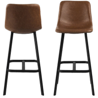 Sallinge Barkruk - Set Van 2 - Cognac Met Zwart Metalen Frame
