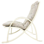 Vintage Eighties Fauteuil Rotan Wit Grijs Roze thumbnail 1