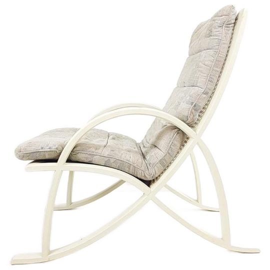 Vintage Eighties Fauteuil Rotan Wit Grijs Roze 1