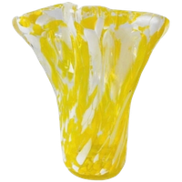 Vintage Glazen Vaas Murano Stijl Geel Wit Transparant