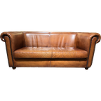 Engelse Vintage Bendic Chesterfield 2,5 Zits Bank Cognac Leer thumbnail 1