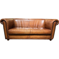 Engelse Vintage Bendic Chesterfield 2,5 Zits Bank Cognac Leer