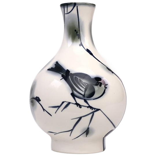 Lomonosov Oosters Vaasje Met Vogel, 1970s 1