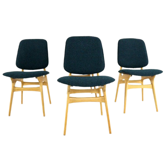 Set 4 Vintage Stoelen In De Stijl Van Arne Hovmand Olsen Reupholstered 1