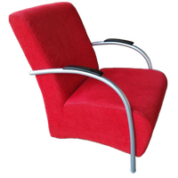 90's Vintage Buizenframe Ribstof Fauteuil Club Stoel