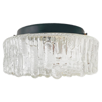 Mid-century Ronde Kubistische Plafondkap Helder Bubbelglas 1960’s
