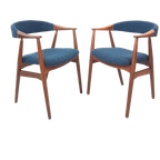 Set Van 2 Deense Vintage Farstrup Stoel Blauw Thomas Harlev thumbnail 1