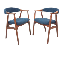 Set Van 2 Deense Vintage Farstrup Stoel Blauw Thomas Harlev