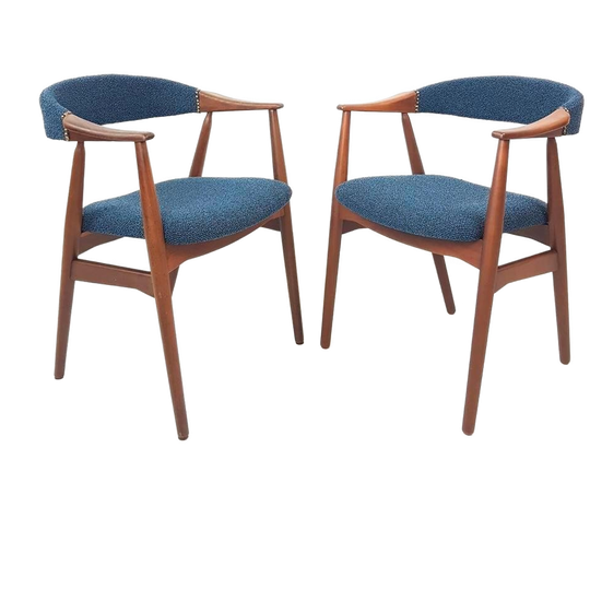 Set Van 2 Deense Vintage Farstrup Stoel Blauw Thomas Harlev 1