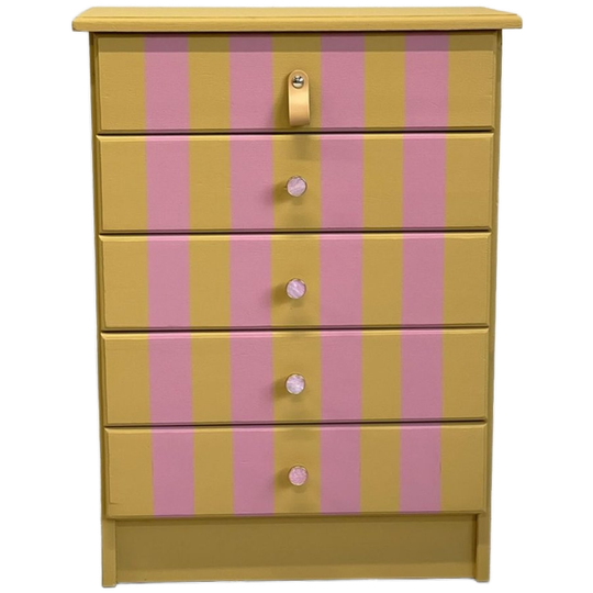 Restyle Streep Ladekastje Hout Porselein/leer Knop 1