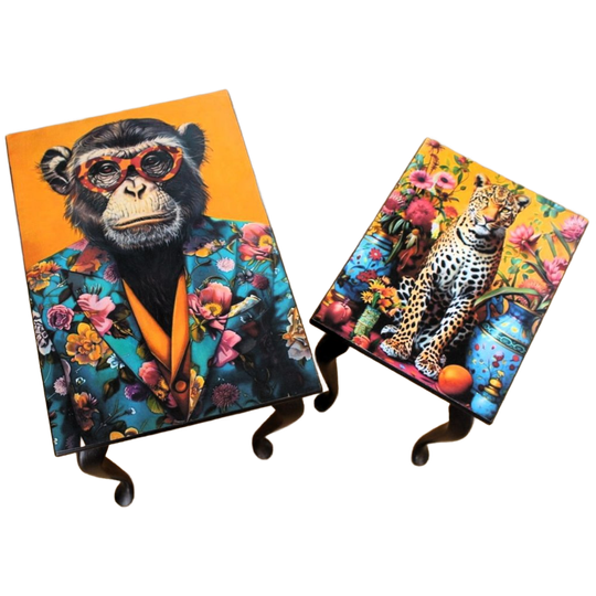 2 Bijzettafeltje - Eclectisch, Panter, Chimpansee 1