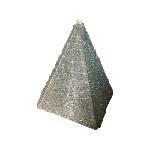 Vintage Glas En Ijzerdraad Pyramide Tafellamp 1968