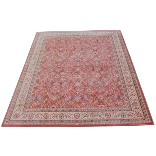 Groot En Luxe Voornamelijk Roze/ Rood Wollen Oosters Vloerkleed 345X250Cm 1
