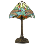 Tiffany Lamp Met Libellen Op Bronzen Voet thumbnail 1