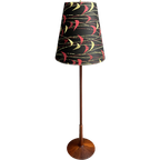 Danish Teak Floor Lamp With Black And Red , Yellow Shade 1960S thumbnail 1