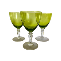 3X Vintage Val St Lambert Caspar Wijnglazen Groen