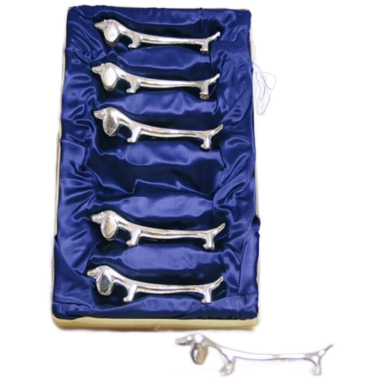 Set X6 Verzilverde Messenleggers Hondjes 1