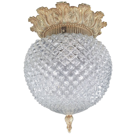 2246 Barok Plafonnière Reliëfglas Koperkleurige Rand 1