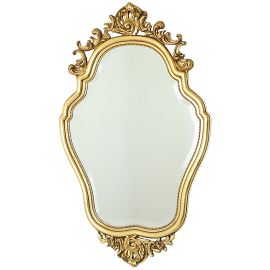 Franse Bladgoud Vergulde Kuifspiegel Barok Stijl Facet 84cm 1
