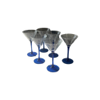 6X Martini Glazen Met Blauwe Voet thumbnail 1