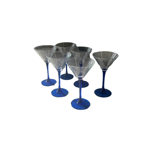 6X Martini Glazen Met Blauwe Voet