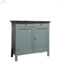 Groene Vintage Commode Met Grijs Marmeren Blad