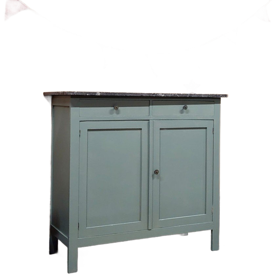 Groene Vintage Commode Met Grijs Marmeren Blad 1