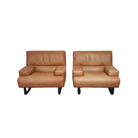 2 X Machalke Thick Saddle Leather Love Seat. 1
