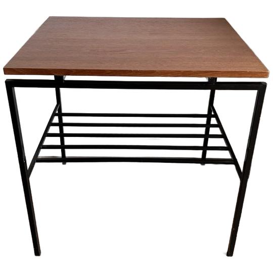 Vintage Teak/ijzer Bijzettafel 1