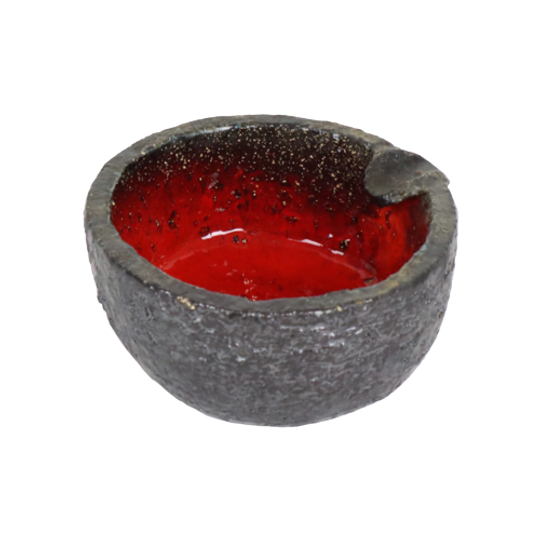 Fat Lava Aardewerk Keramiek Asbak Fel Rood Plem Vintage 13cm 1