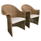 Vintage Luit Van Der Helm Rotan Slederok Stoelen (Nieuw Gestoffeerd) thumbnail 1