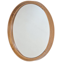 Xl Vintage Rond Spiegel Hout Kunststof Deens Mid Century ‘60