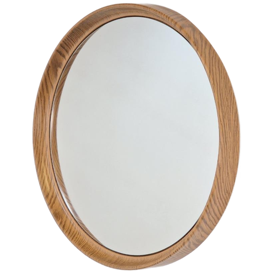 Xl Vintage Rond Spiegel Hout Kunststof Deens Mid Century ‘60 1
