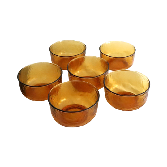 Set Van 6 Arcoroc Sierra Glazen Schaaltjes, Jaren '60/'70 1