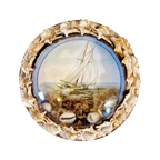 Antiek Bolglas Lijstje Maritiem Schelpen Schilderijtje thumbnail 1