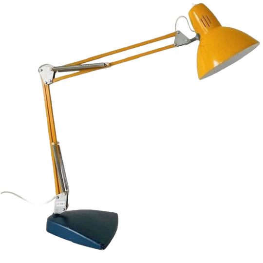 Vintage Schaarlamp Okergeel Met Standaard 1960’s 1