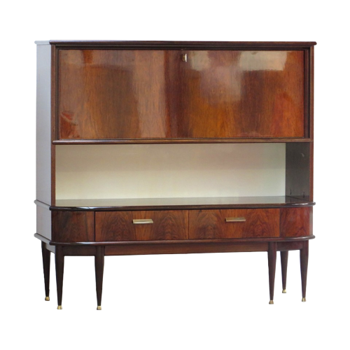 Vintage Art Deco Secretary Bar Cabinet Sideboard In Rosewood