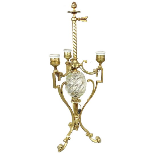 Verguld Bronzen Tafellamp Met Glazen Ei 1