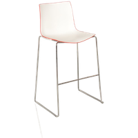 Arper Catifa 46 Design Barkruk, Wit / Rood, Buisframe Onderstel