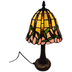 Tiffany Style Table Lamp - Stained Glass Shade And Decorative Base - Ca. 1980’S (No Cracks) thumbnail 1