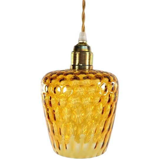 Vintage Lampenkap Glas Bubbel Amber 1