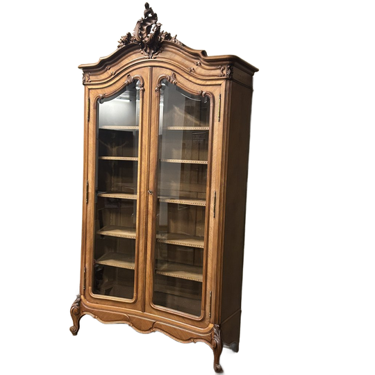 Antieke Vitrinekast Louis Xv In Notenfineer Circa 1900 1